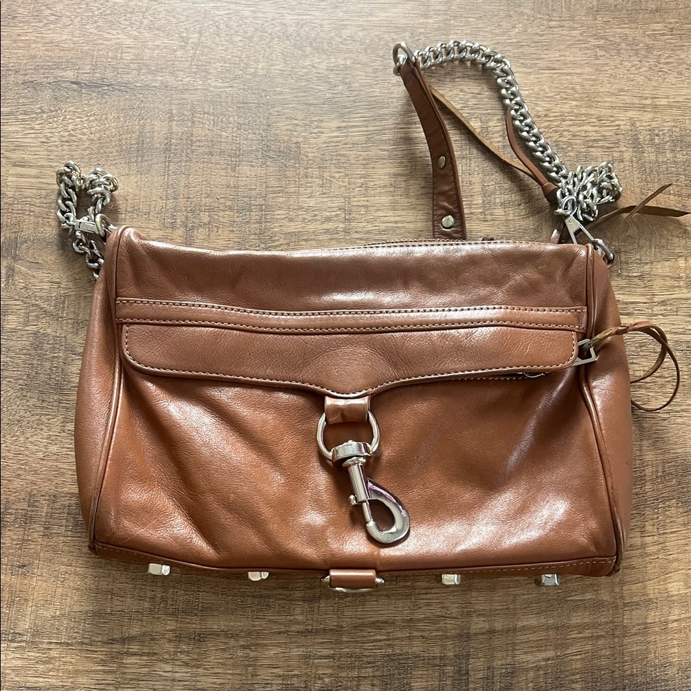 Rebecca Minkoff Brown Leather Shoulder Bag with Chain Strap